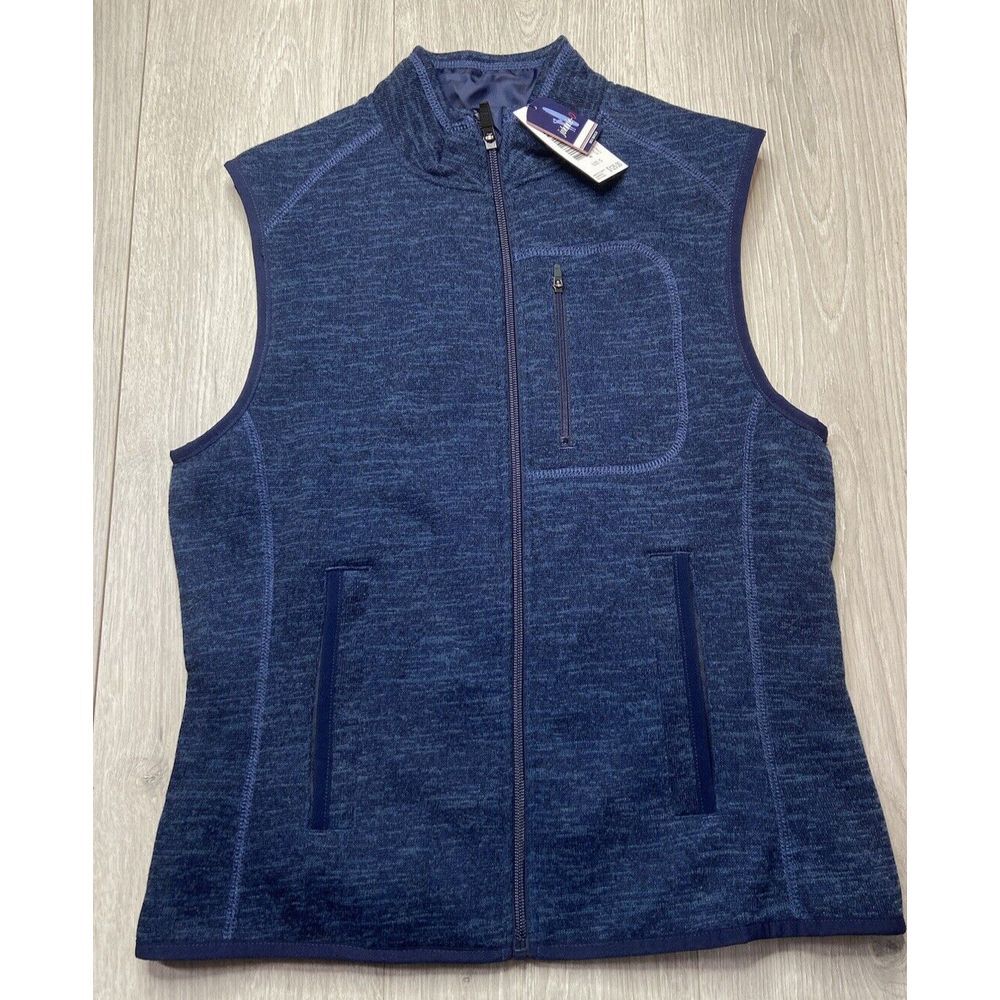 Johnnie O Vest Womens Small Blue Twilight Coastal Knit Golf Heathered Sleeveless